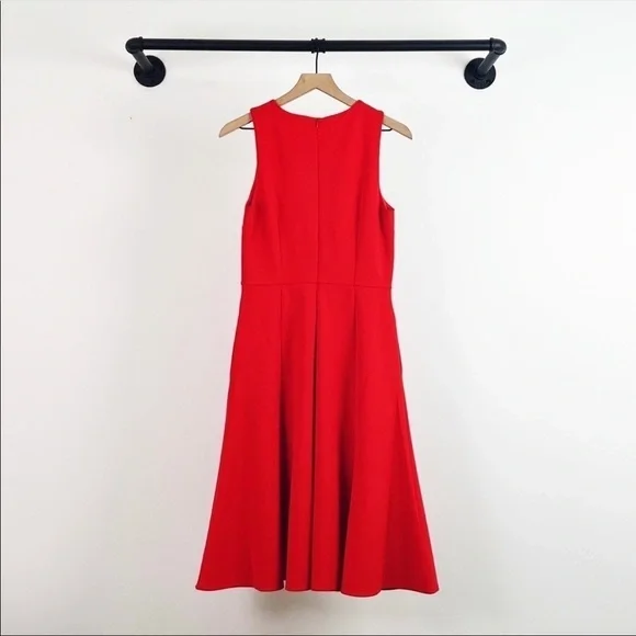 NWT Trina Turk Bacall Crepe Sleeveless Midi Fit & Flare Dress in Red - Picture 7 of 8